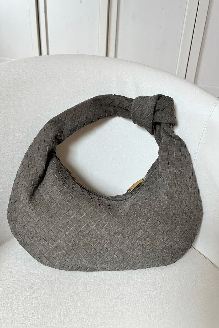 Bolso Tejido Mediano Lila con Detalle de Nudo