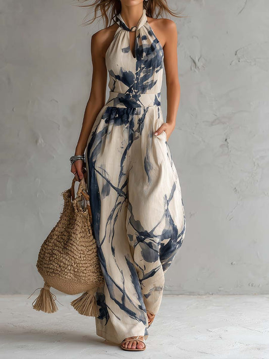 Ilaria | Mono estampado de pierna ancha