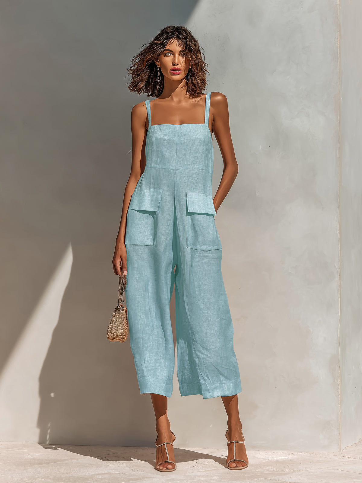 Marina | Mono elegante sin mangas de pierna ancha