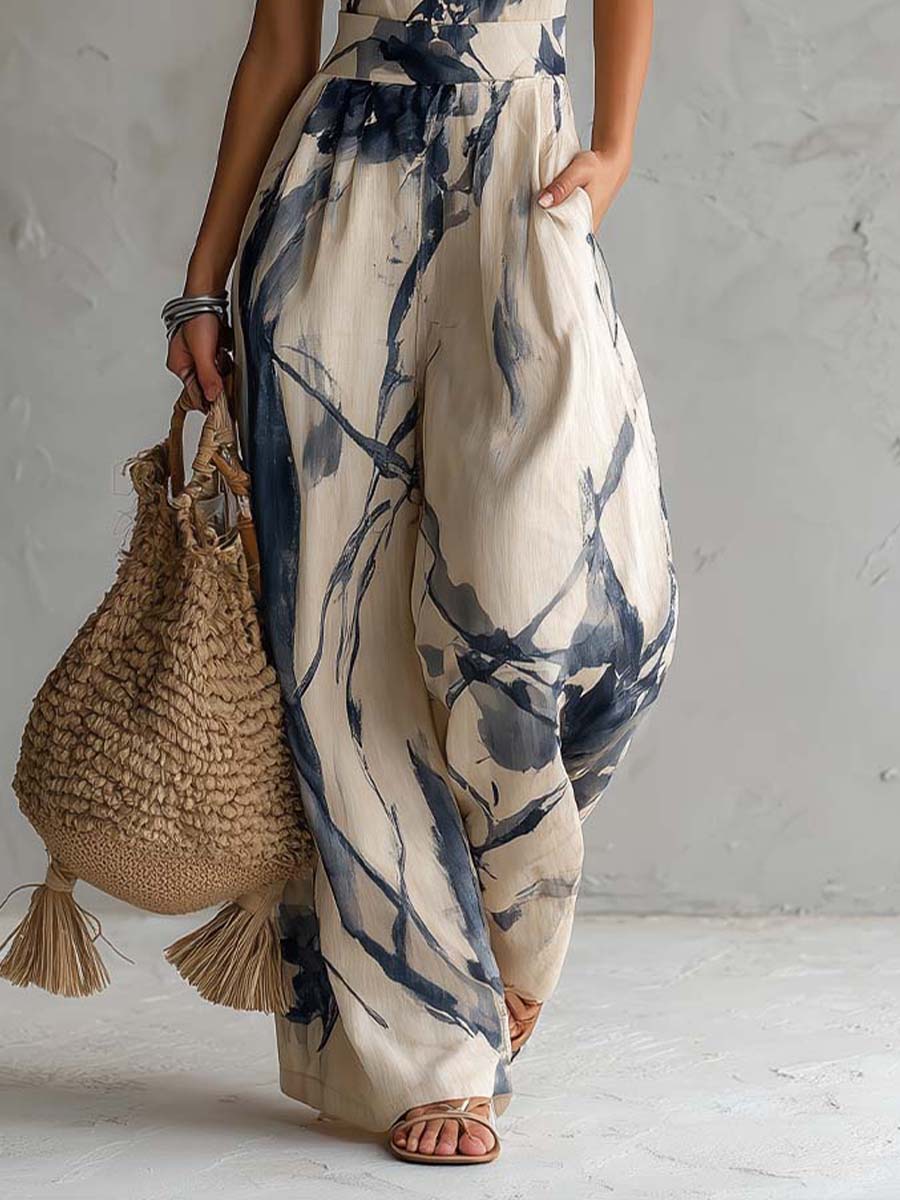 Ilaria | Mono estampado de pierna ancha