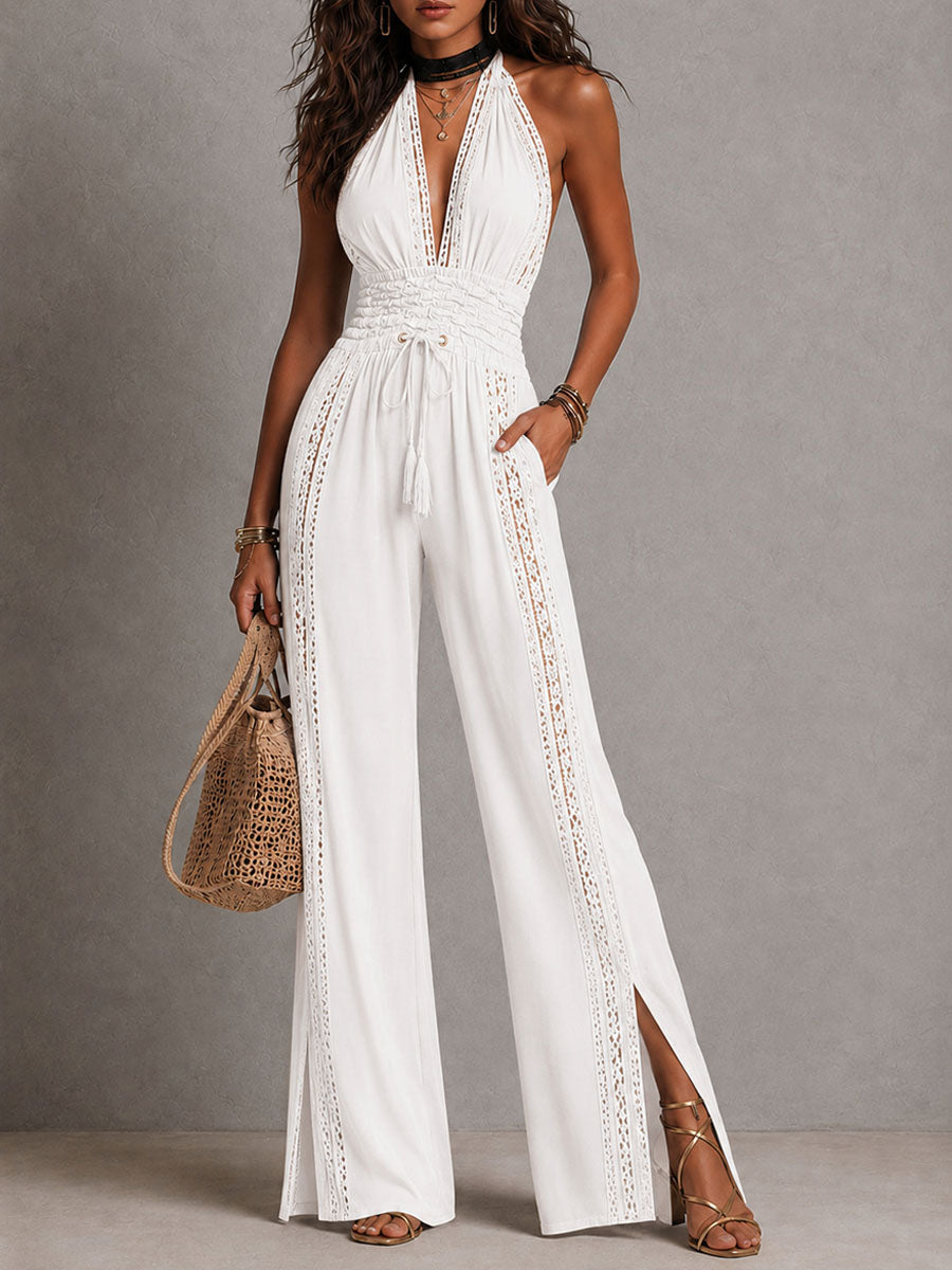 Luisa | Mono boho de encaje y pierna ancha