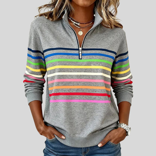 Sudadera de rayas multicolor con cremallera Nathalie