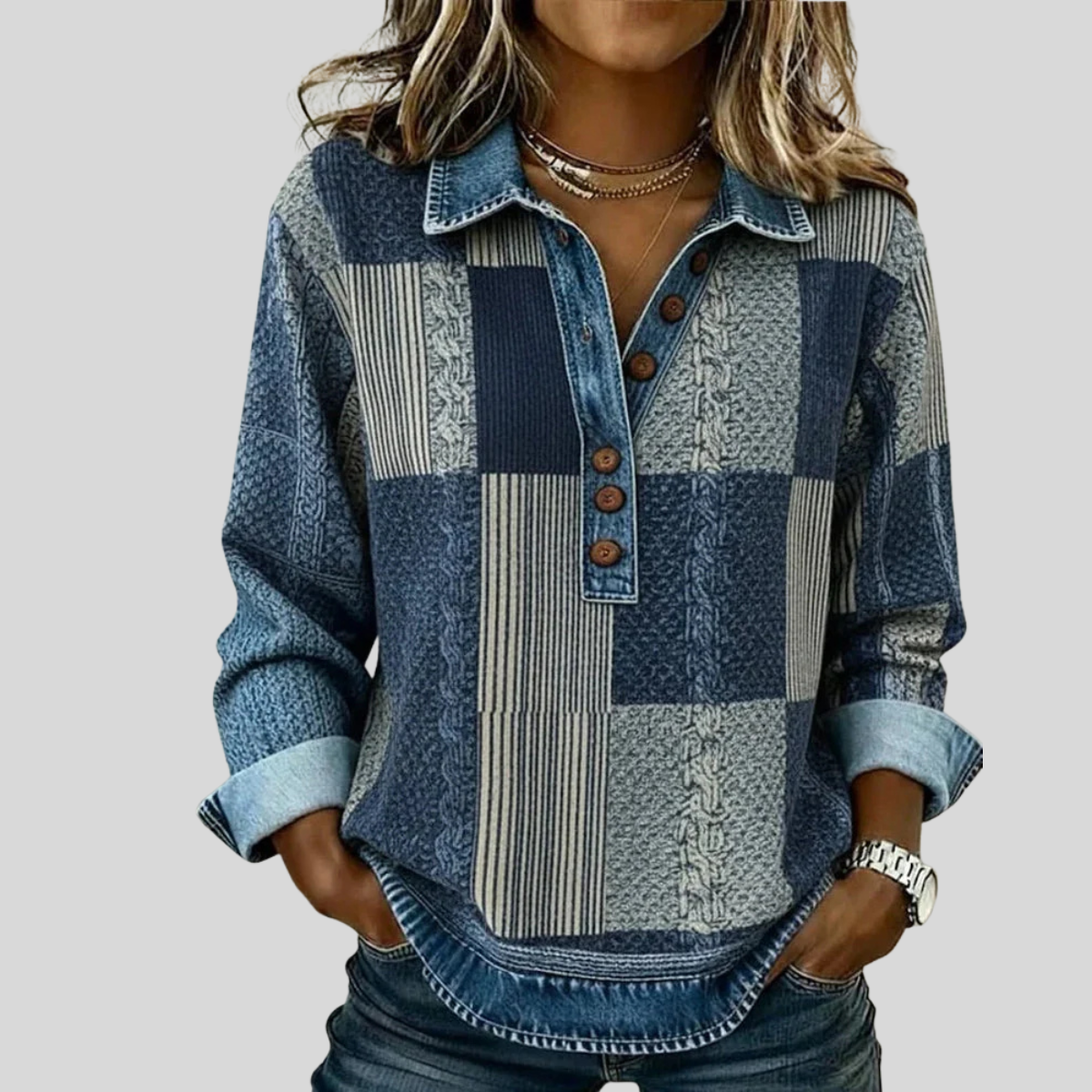 Jersey patchwork efecto vaquero Sylvie