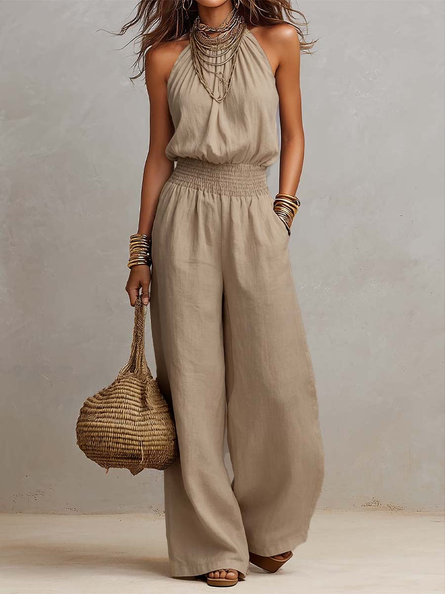 Federica | Mono con cuello halter y pantalón amplio