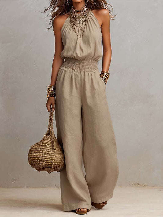 Federica | Mono con cuello halter y pantalón amplio