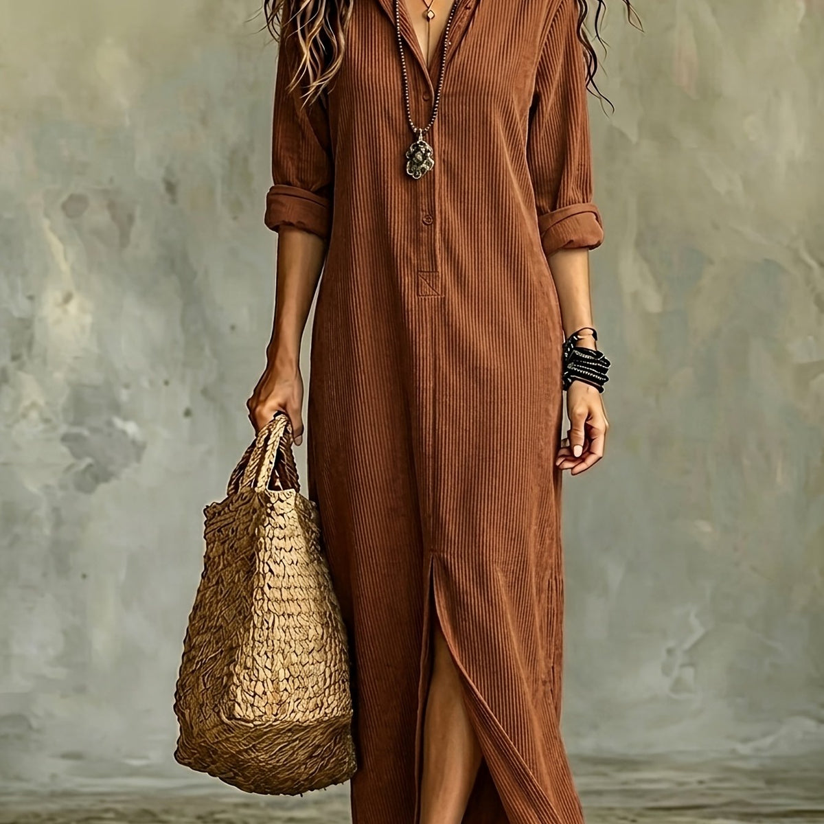 Leonora | Vestido camisero de pana para otoño