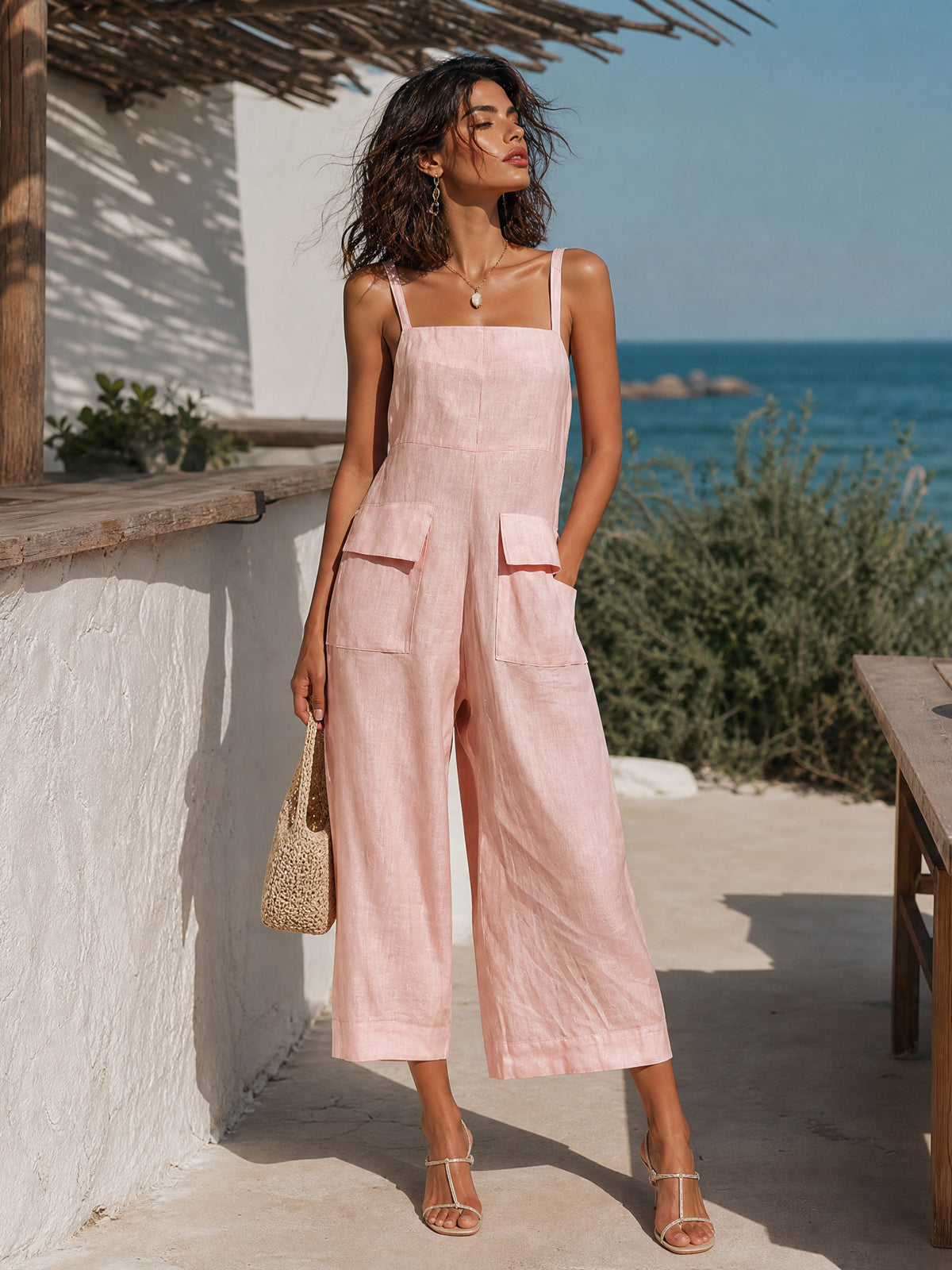 Marina | Mono elegante sin mangas de pierna ancha