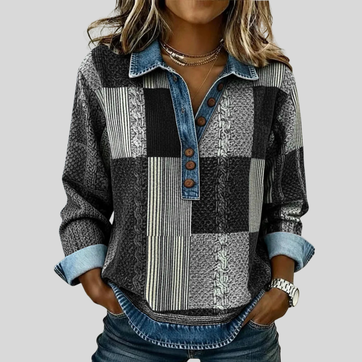 Jersey patchwork efecto vaquero Sylvie