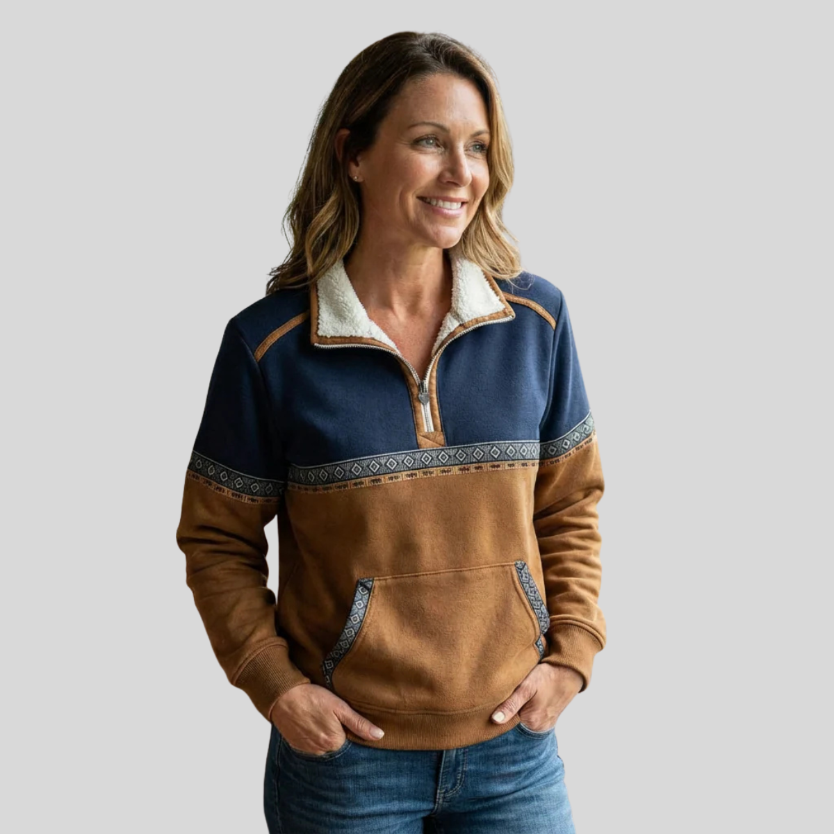 Jersey bicolor de media cremallera Lucie