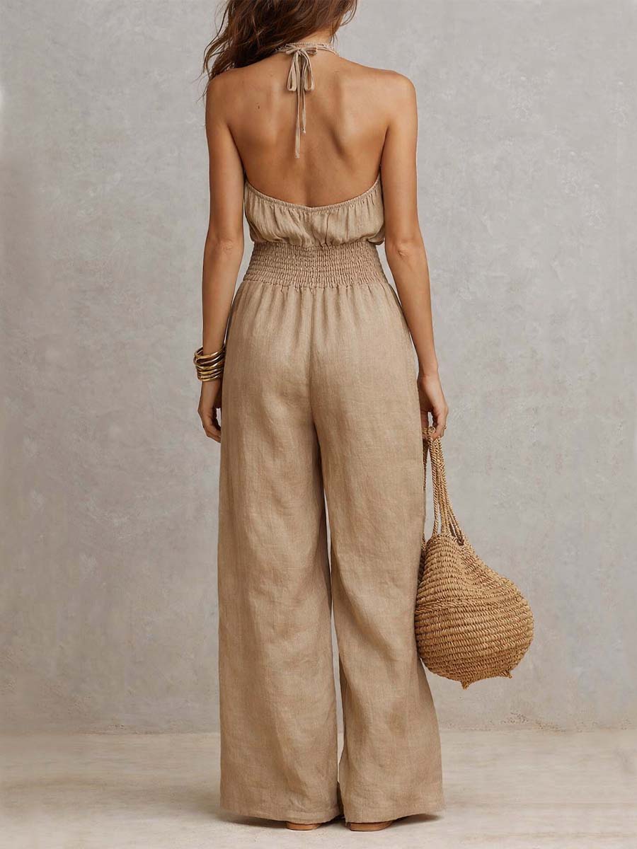 Federica | Mono con cuello halter y pantalón amplio