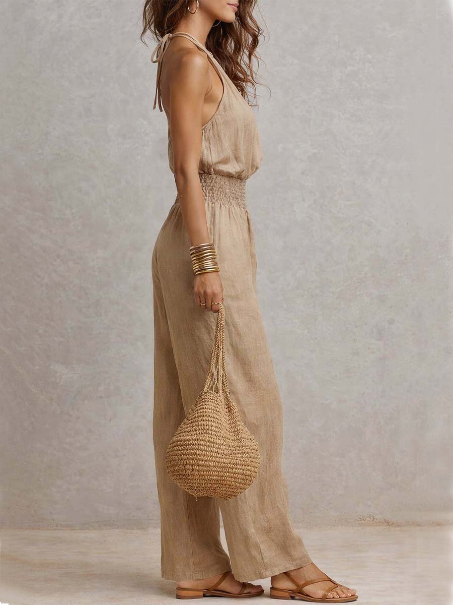 Federica | Mono con cuello halter y pantalón amplio