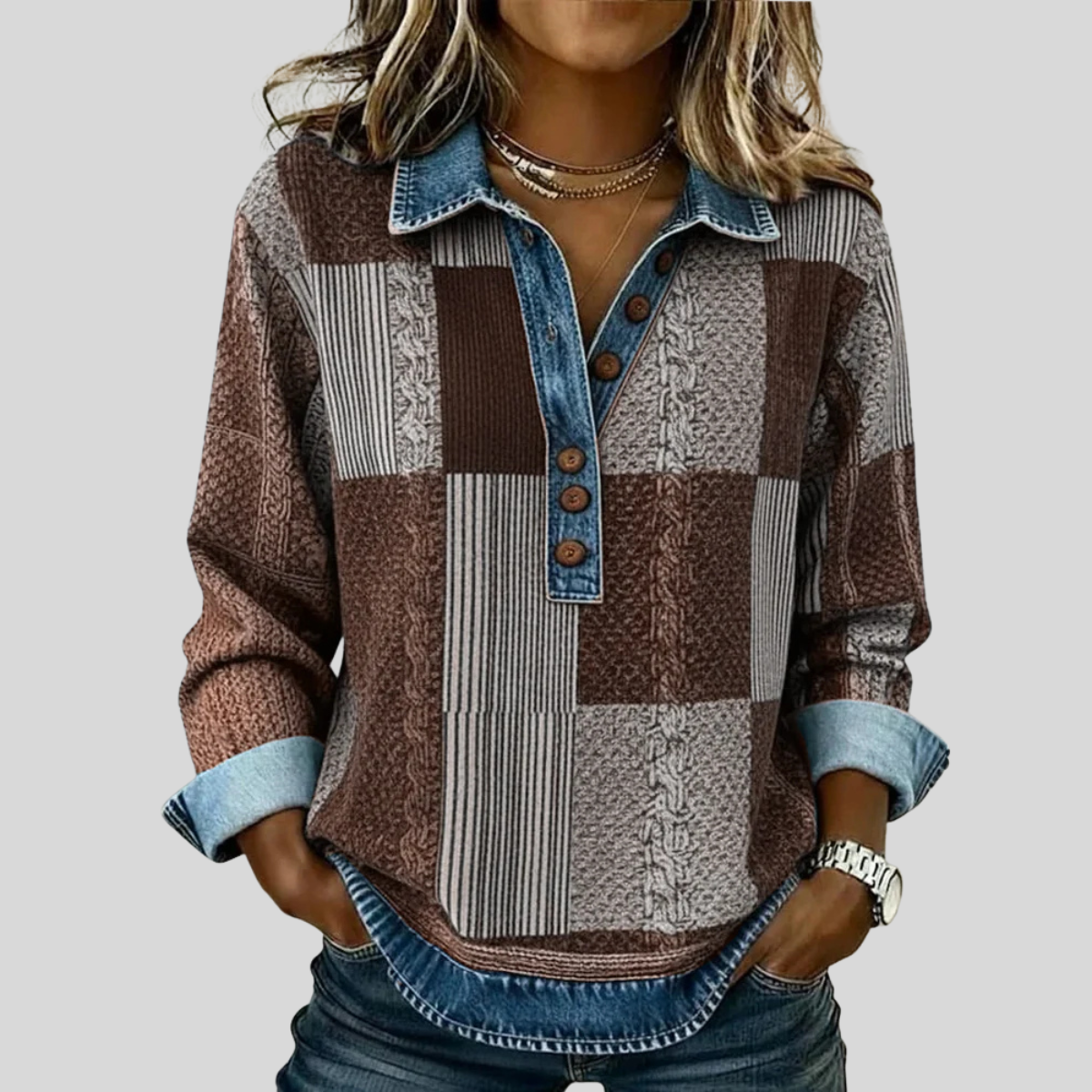 Jersey patchwork efecto vaquero Sylvie