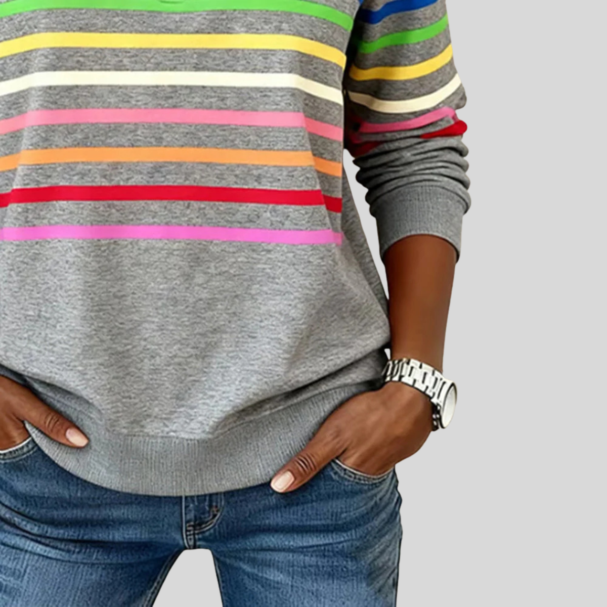 Sudadera de rayas multicolor con cremallera Nathalie