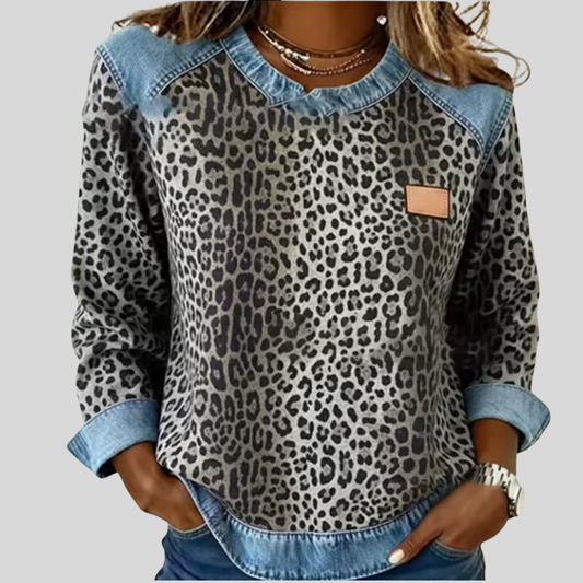 Sudadera de leopardo con detalles efecto vaquero Marie