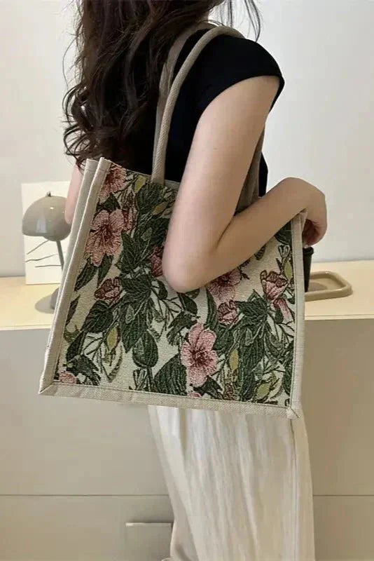 Bolsa de Yute Taila con Estampado Floral y Diseño Ecológico