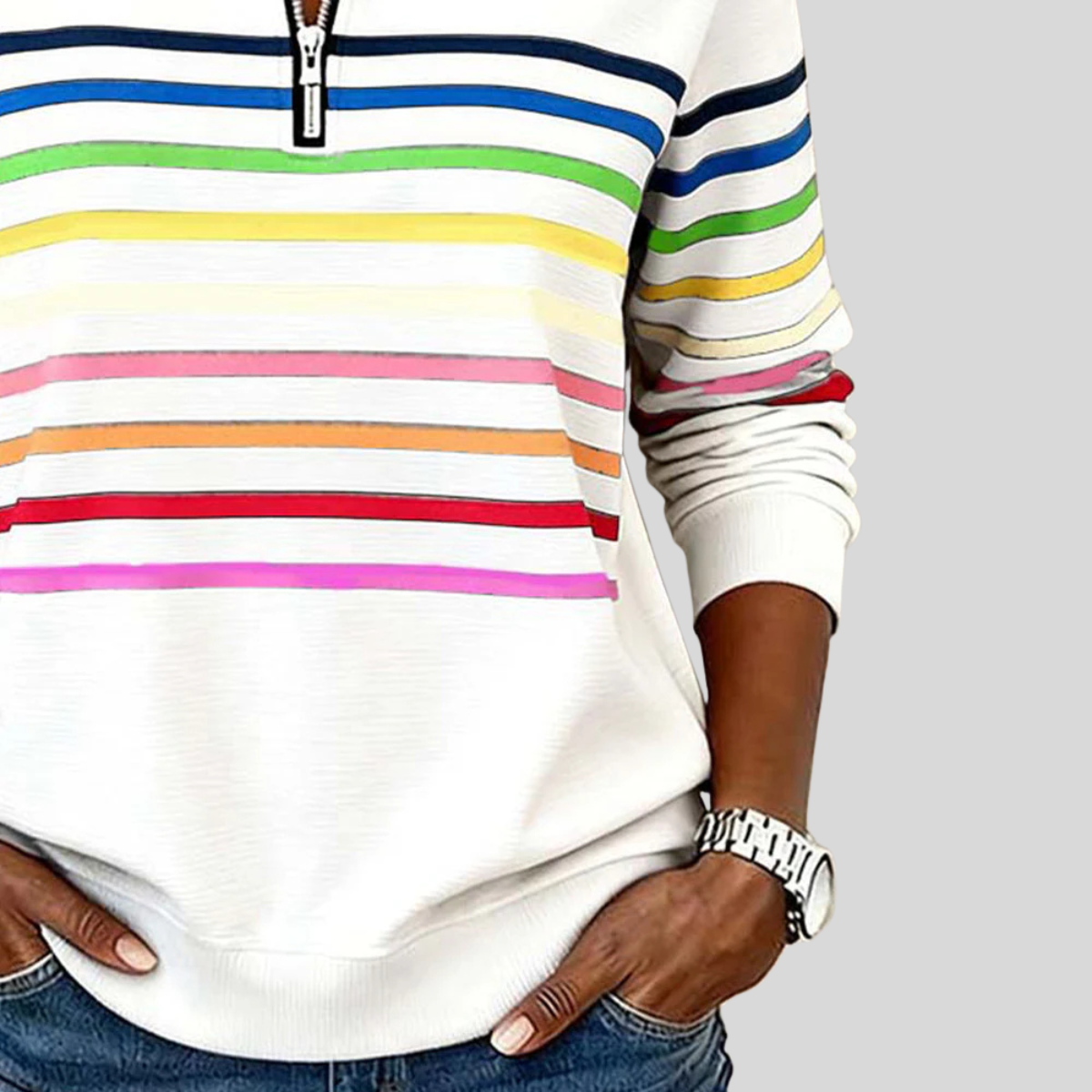 Sudadera de rayas multicolor con cremallera Nathalie