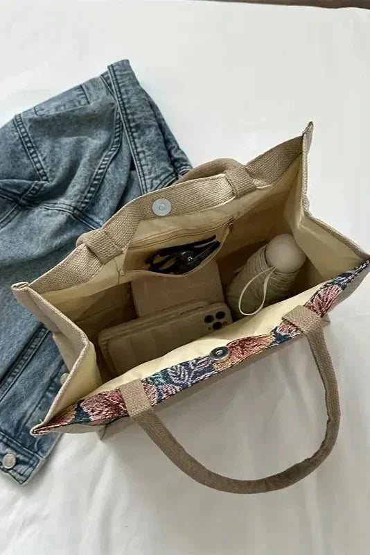 Bolsa de Yute Taila con Estampado Floral y Diseño Ecológico
