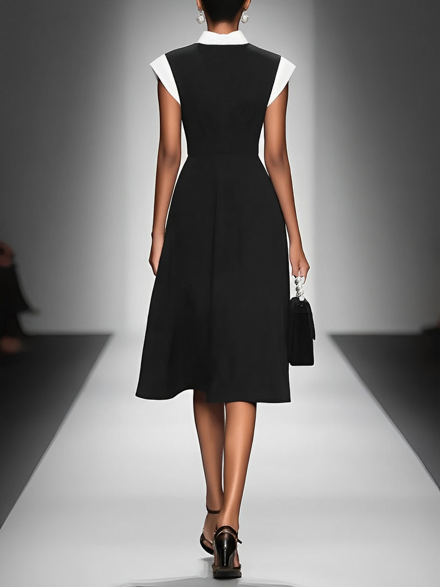 Ariane | Vestido midi con escote cuadrado y mangas en contraste