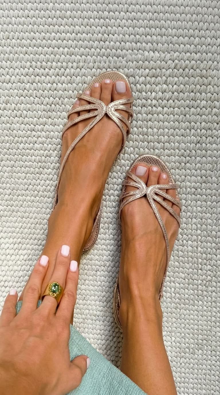 Sandalias Efecto Serpiente Metalizadas con Tiras