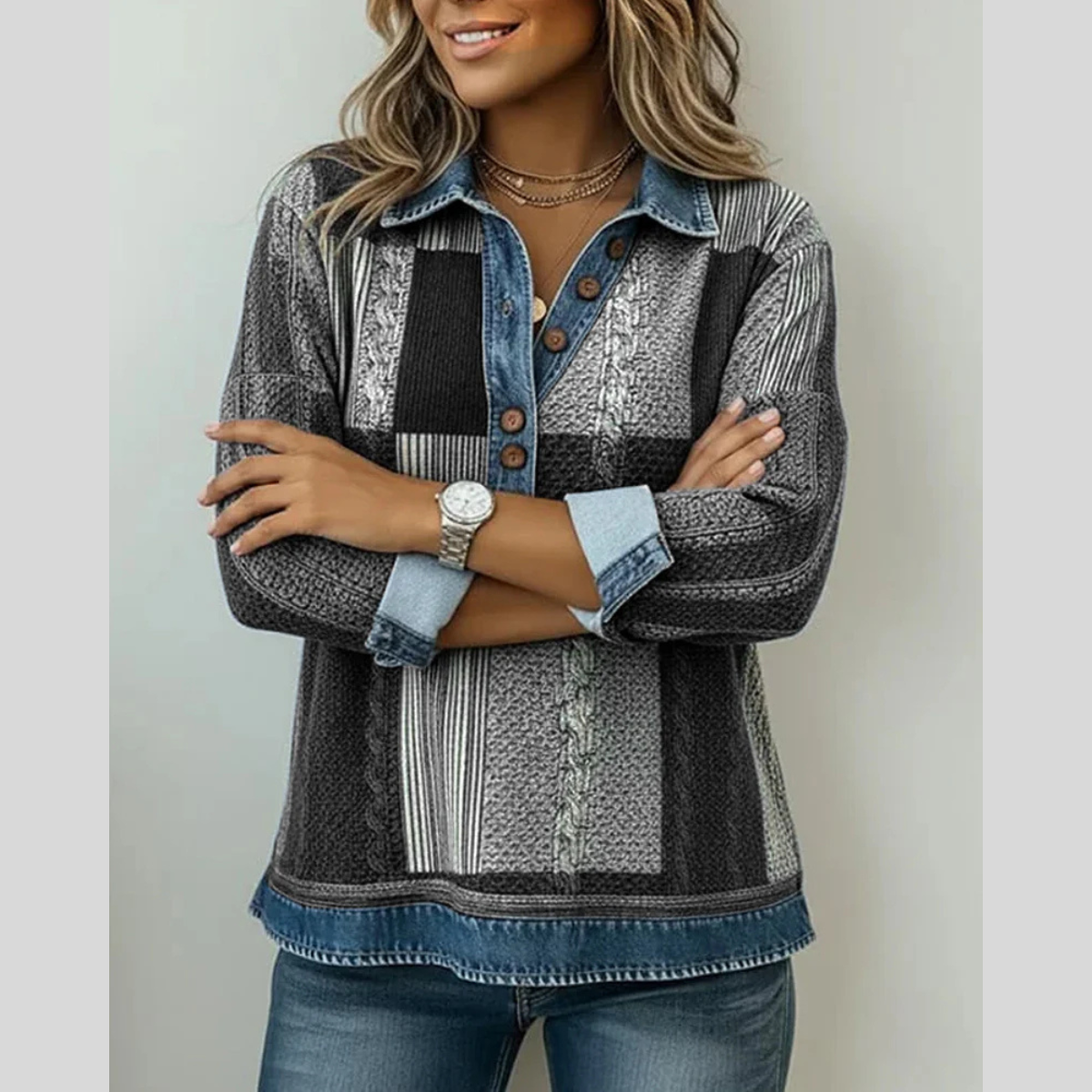 Jersey patchwork efecto vaquero Sylvie