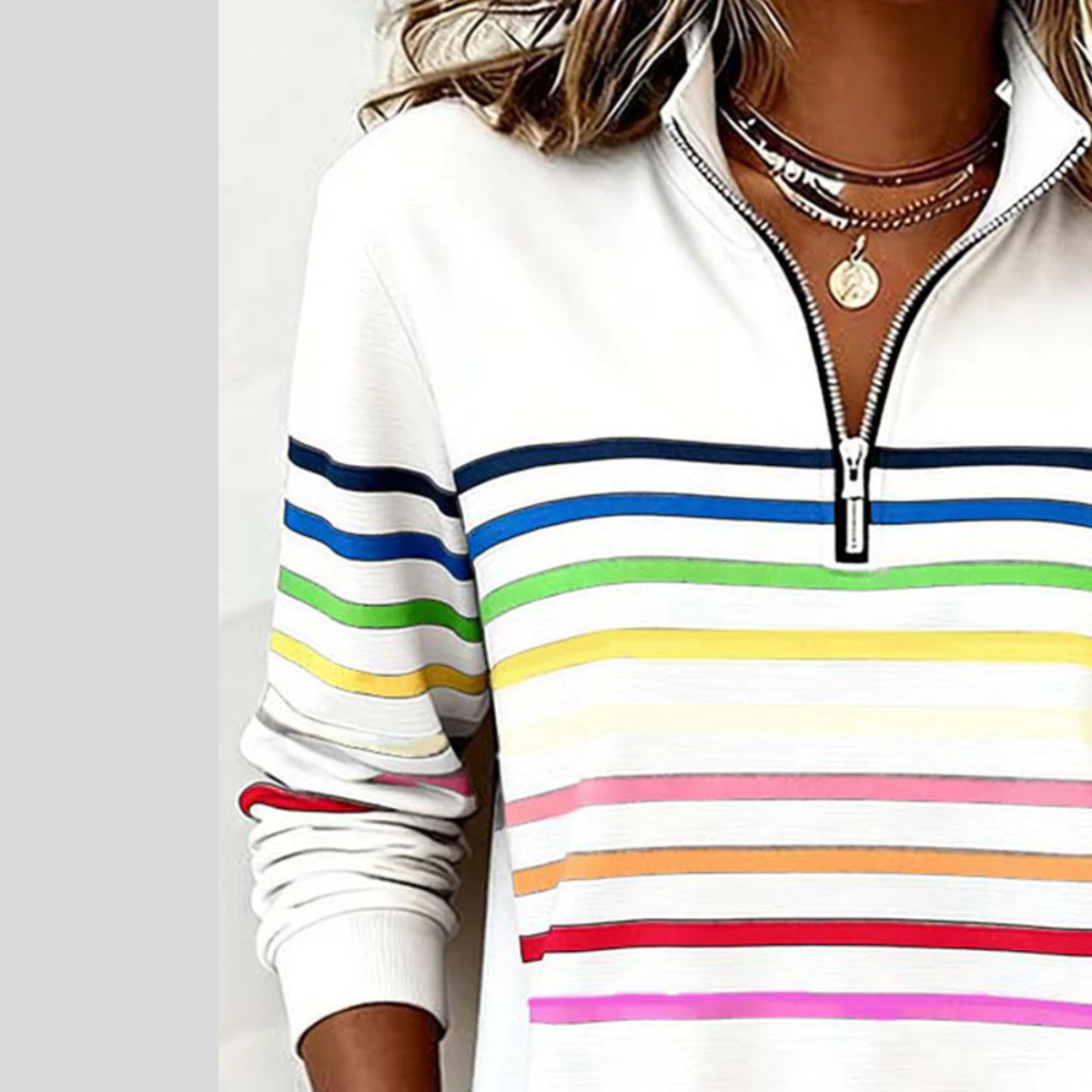 Sudadera de rayas multicolor con cremallera Nathalie