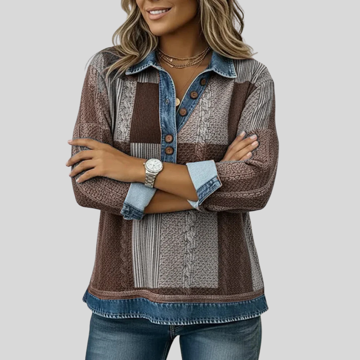 Jersey patchwork efecto vaquero Sylvie