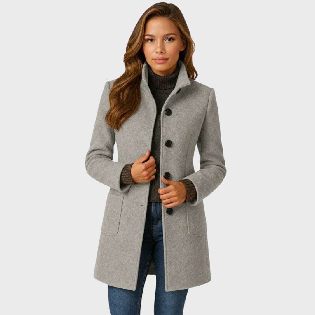 María – Abrigo elegante de mujer con cuello alto