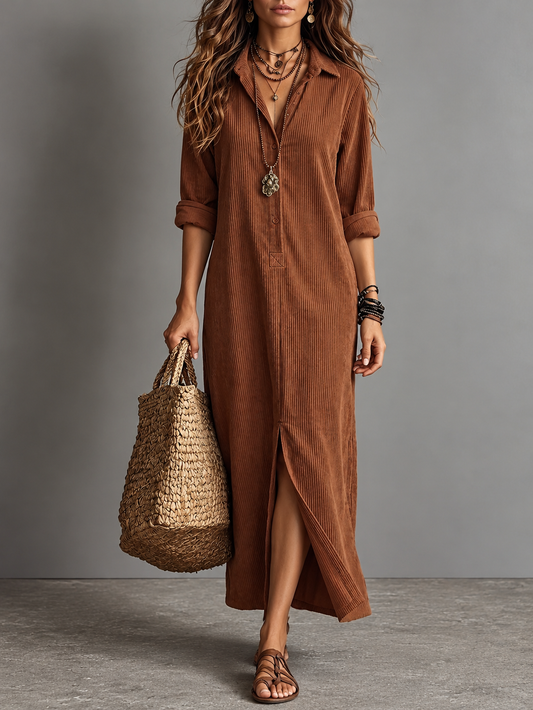 Leonora | Vestido camisero de pana para otoño