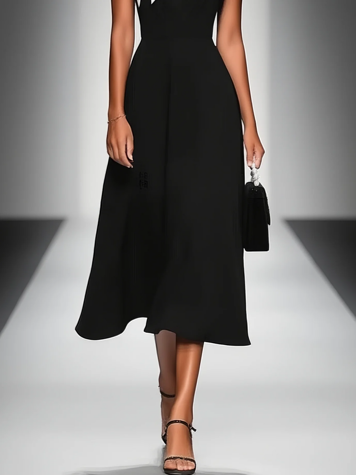 Ariane | Vestido midi con escote cuadrado y mangas en contraste