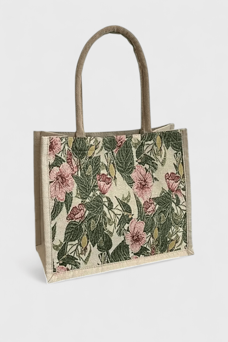 Bolsa de Yute Taila con Estampado Floral y Diseño Ecológico