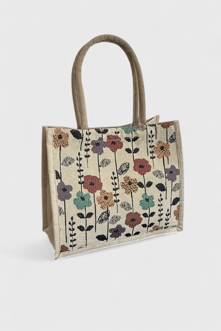 Bolsa de Yute Taila con Estampado Floral y Diseño Ecológico