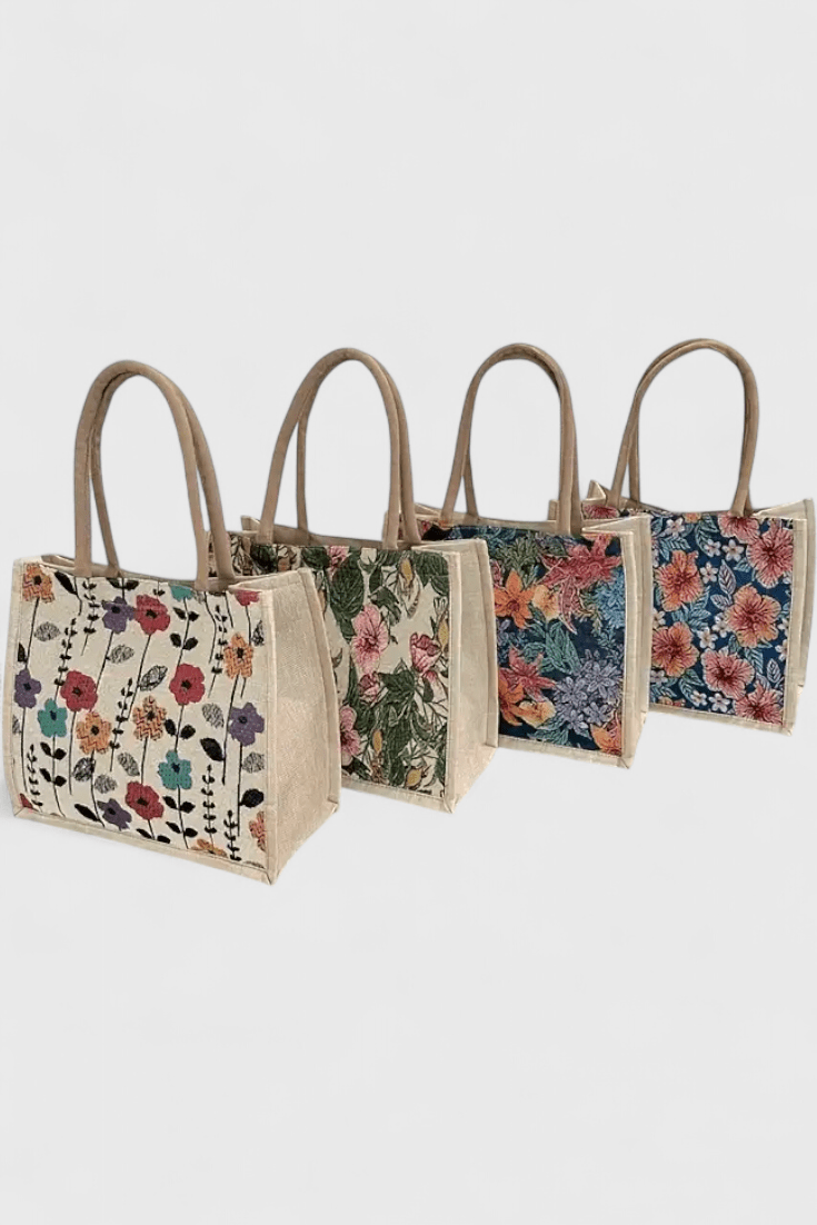 Bolsa de Yute Taila con Estampado Floral y Diseño Ecológico