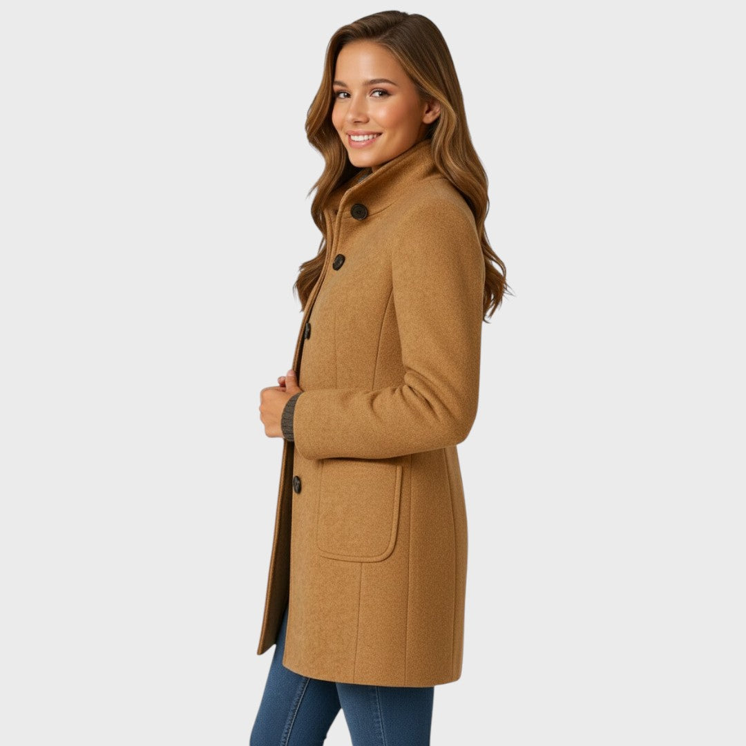 María – Abrigo elegante de mujer con cuello alto