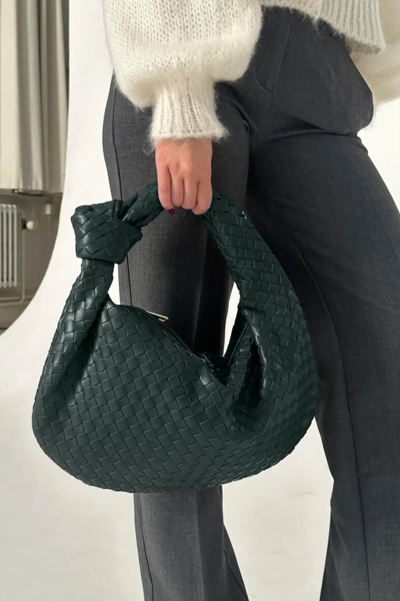 Bolso de Hombro Tejido Mediano Sage