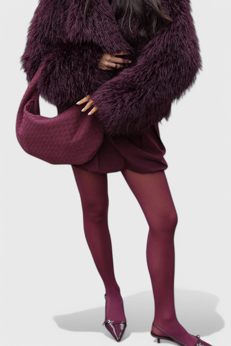 Bolso Tejido Mediano Lila con Detalle de Nudo